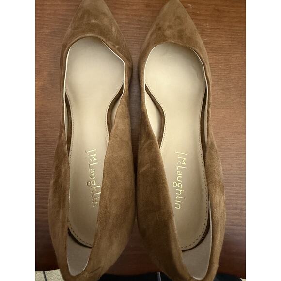J. McLaughlin Beatrice Toasted Coconut Brown Suede Block Heels Pumps Sz 8.5 - Picture 4 of 8